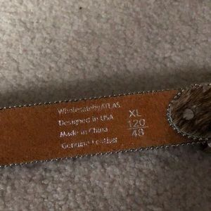 Atlas cowhide and teal bling belt